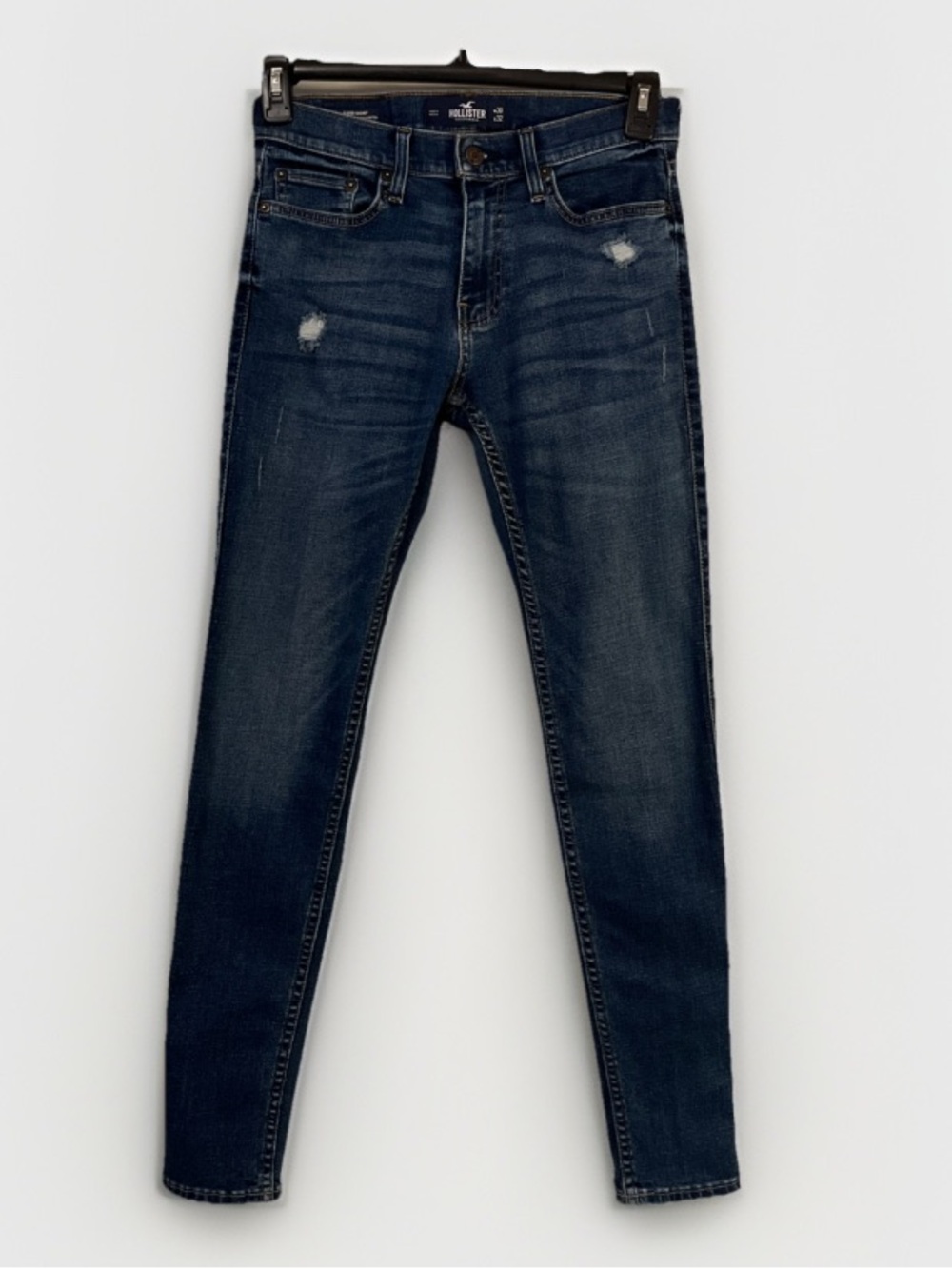 Hollister Men Super Skinny Advanced Stretch Dark/Med Wash Distressed 30x32 Great